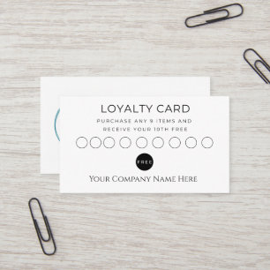 Loyalty Card Black White Minimalist Logo Business