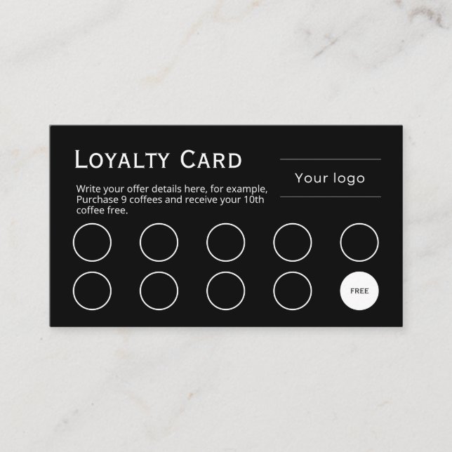 Loyalty Card, Clean and simple, professional black (Front)