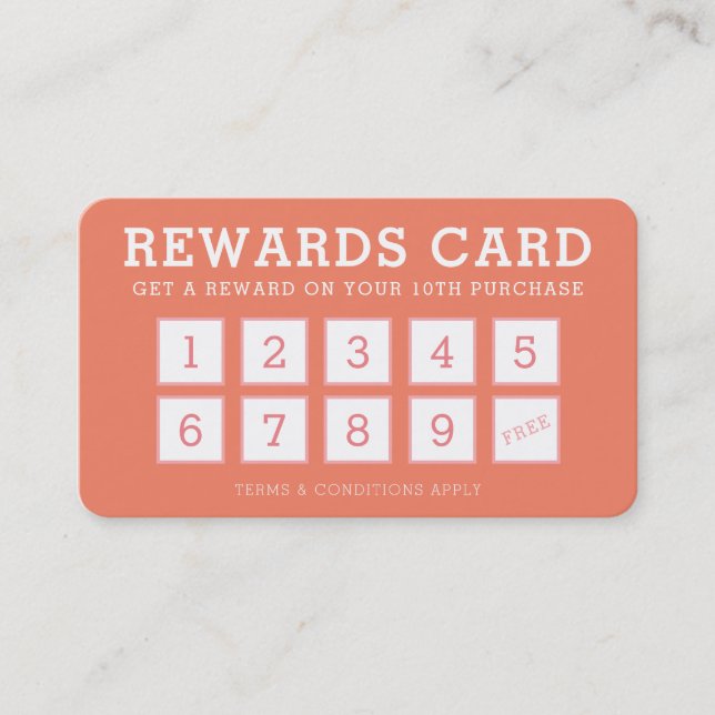 LOYALTY CARD cute modern loyalty 10 peachy orange (Front)