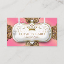 Loyalty Card Diamonds Gold Glitter Crown
