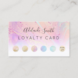 loyalty card FAUX holographic pink