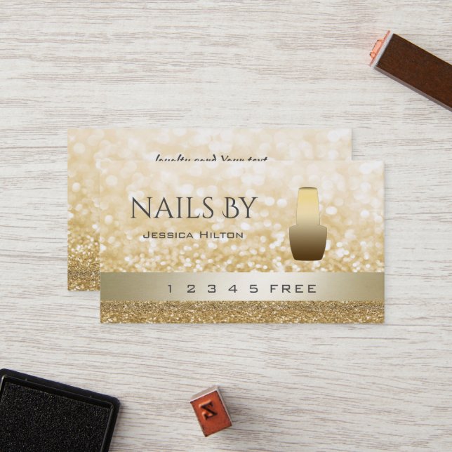 loyalty card glittery bokeh bright nail polish (Front/Back In Situ)