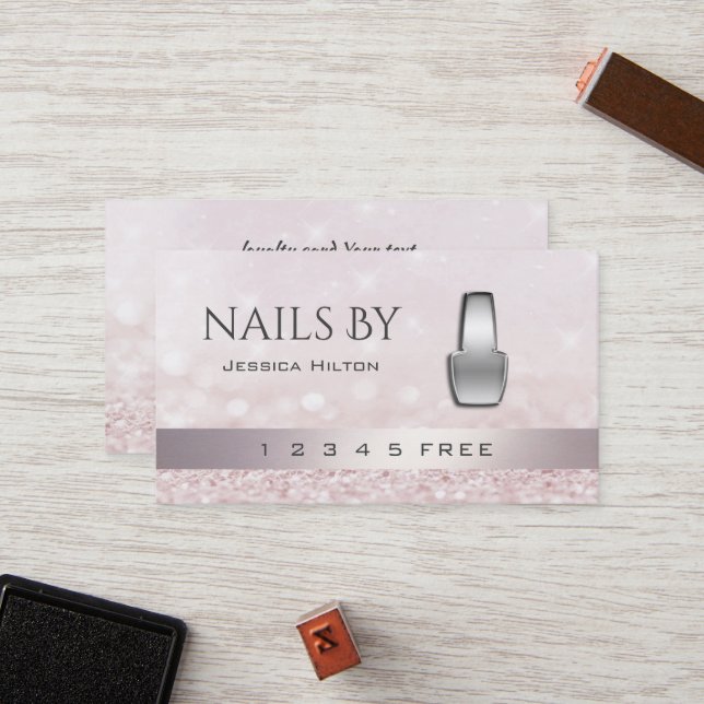 loyalty card glittery bokeh bright nail polish (Front/Back In Situ)