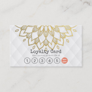 Loyalty Card Gold Floral White Leather Hair Makeup