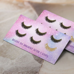 Loyalty Card Lashes Makeup Artist Pastel Glitter