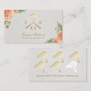 Loyalty Card Makeup Artist Gold Lips & Dryer Salon
