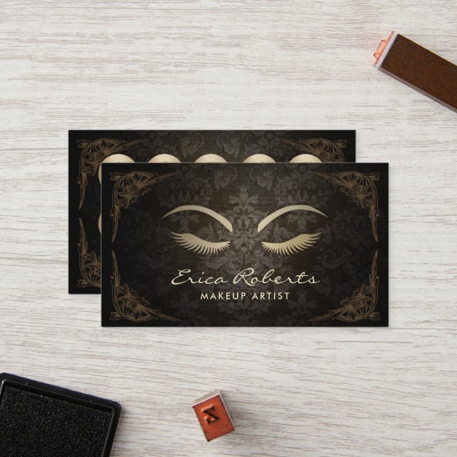 Loyalty Card | Makeup Artist Vintage Damask Salon (Front/Back In Situ)