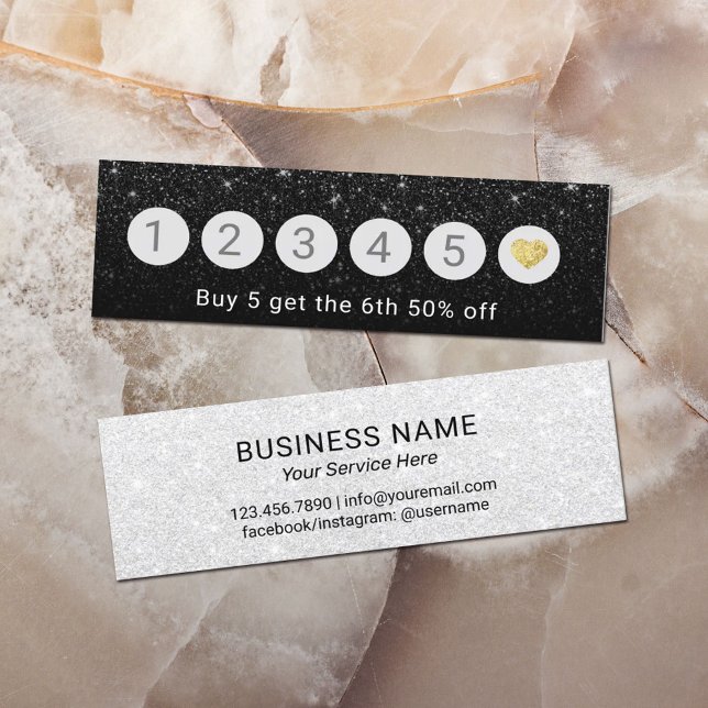 Loyalty Card | Modern Black Glitter 6 Punch (Creator Uploaded)
