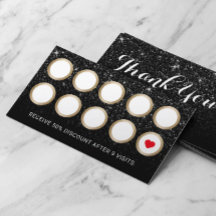 Loyalty Card | Modern Black Glitter Beauty Salon