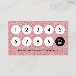 Loyalty Card Modern Pink Rose Gold Glitter Salon