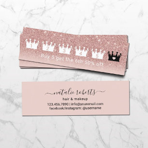 Loyalty Card   Modern Rose Gold Crowns 6 Punch
