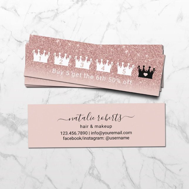 Loyalty Card | Modern Rose Gold Crowns 6 Punch (Creator Uploaded)