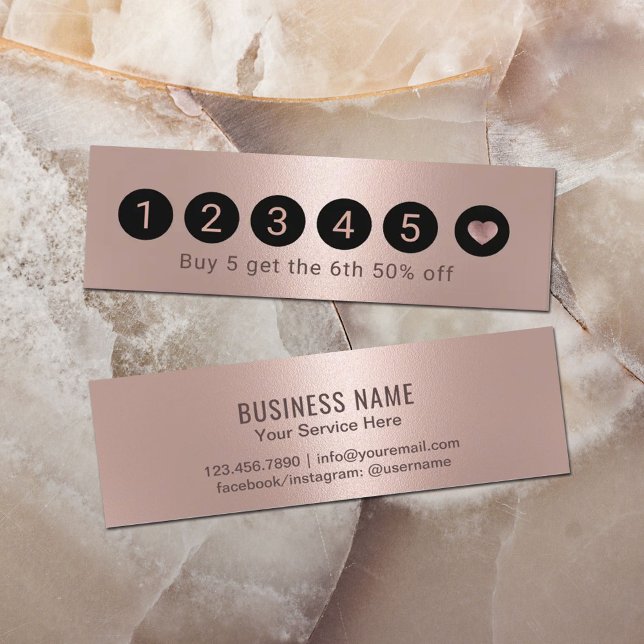 Loyalty Card | Modern Rose Gold Metallic 6 Punch (Creator Uploaded)