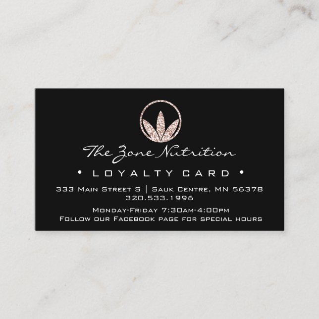 Loyalty Card Nutrition Health Herbs Rose 21 Black (Front)