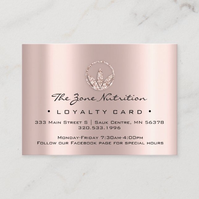 Loyalty Card Nutrition Health Herbs Rose 21 Blush (Front)