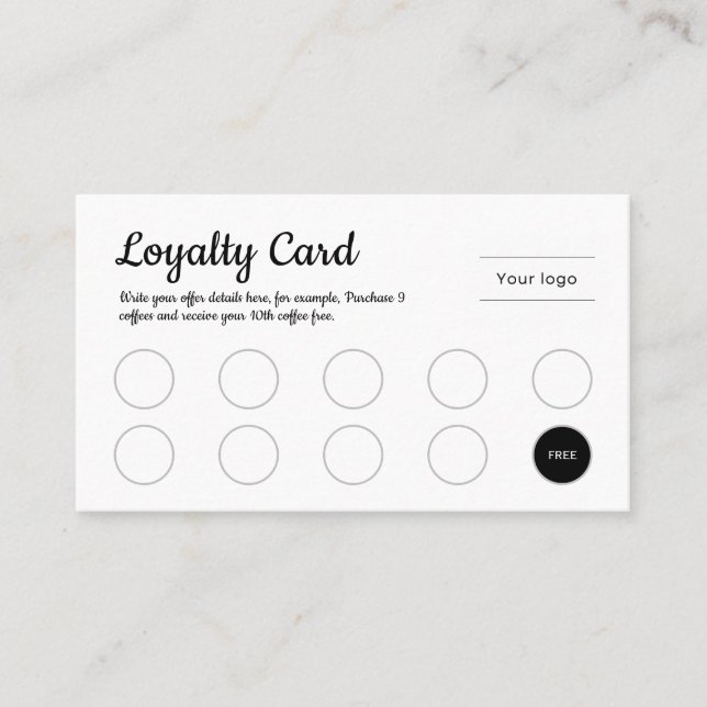 Loyalty Card, Plain and Simple script typography Card (Front)