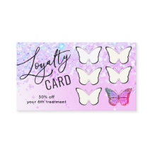 loyalty card purple faux glitter butterfly