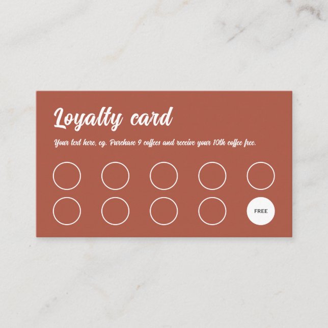 Loyalty Card, Retro professional terracotta brown Card (Front)
