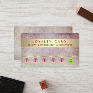 Loyalty Card Salon Makeup Artist Pink gold faux