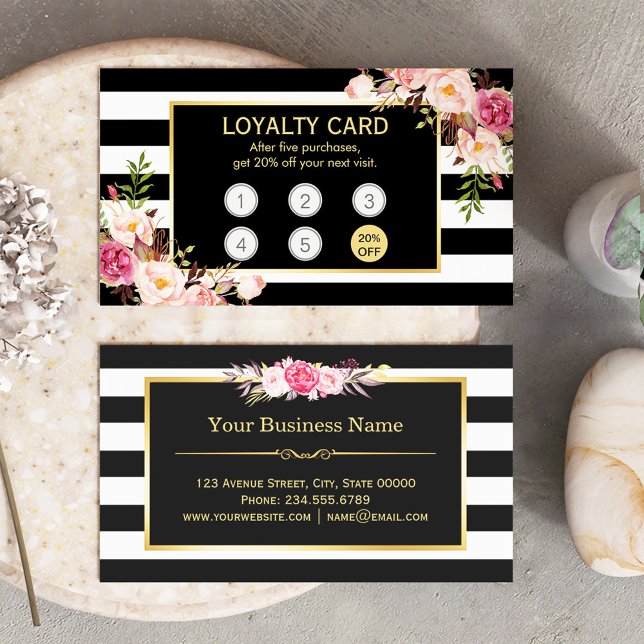Loyalty Card Vintage Gold Floral Beauty Salon (Creator Uploaded)