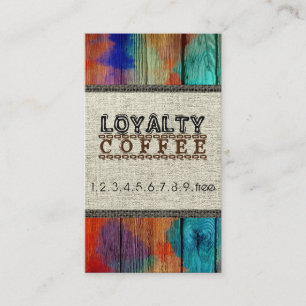 Loyalty Coffee Punch Burlap Wood Look #3 Card
