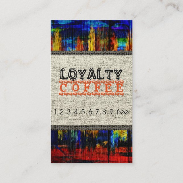 Loyalty Coffee Punch Burlap Wood Look #4 (Front)
