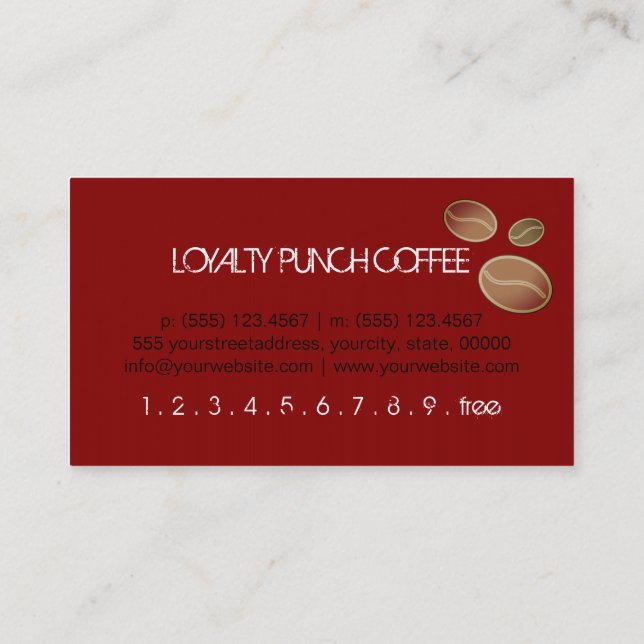 Loyalty Coffee Punch Deep Red Background Card (Back)