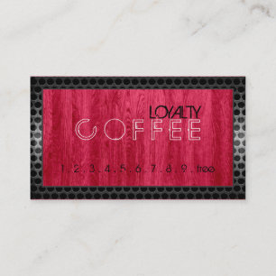 Loyalty Coffee Punch Modern Red Wood Grain #3 Card