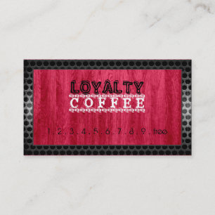 Loyalty Coffee Punch Modern Red Wood Grain #7 Card