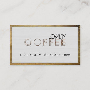 Loyalty Coffee Punch Modern White Wood Grain #5 Card