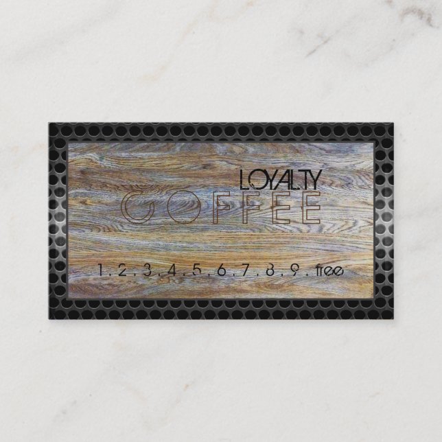 Loyalty Coffee Punch Modern Wood Grain #16 Card (Front)