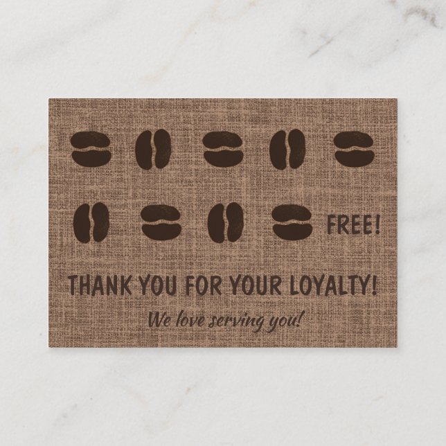 Loyalty Coffee Shop Latte Mug Beans Brown Art  Business Card (Back)