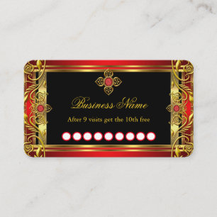 Loyalty Elegant Ornate Royal Red Jewel Black Gold  Business Card