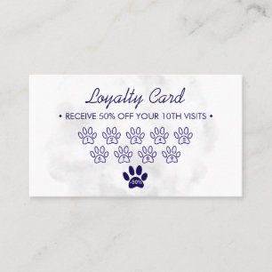 loyalty paw Watercolor dogs groomer pet NAVY Business Card
