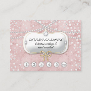 Loyalty Pearls Pink Suede Makeup Jewellery Business Card