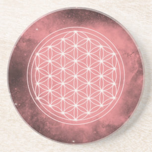 Loyalty Pink Galaxy Flower of Life Sacred Geometry Coaster