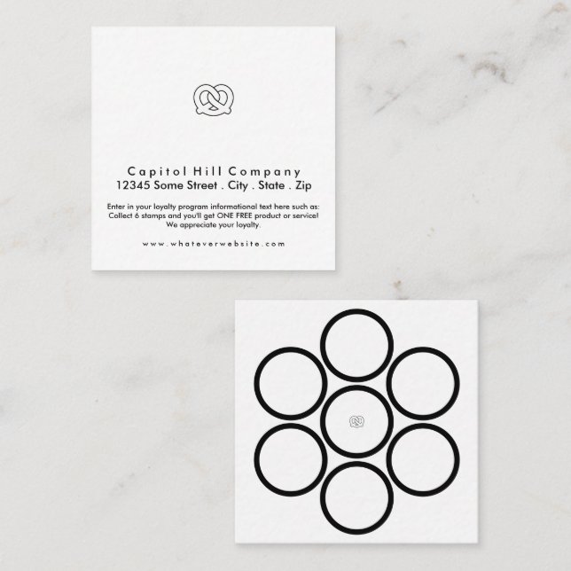 loyalty program soft pretzel square card (Front/Back)