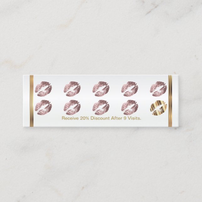Loyalty Punch Card - Dusty Rose Glitter Lips (Front)