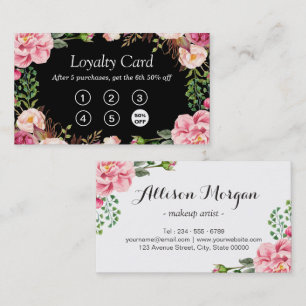Loyalty Punch Card   Girly Pink Floral Wrapping