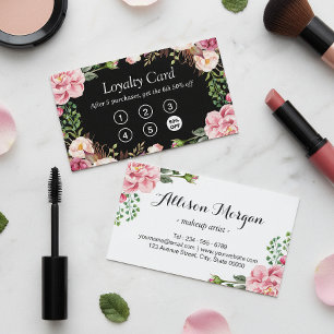 Loyalty Punch Card   Girly Pink Floral Wrapping