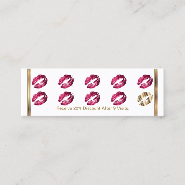 Loyalty Punch Card - Hot Pink Glitter - White (Front)