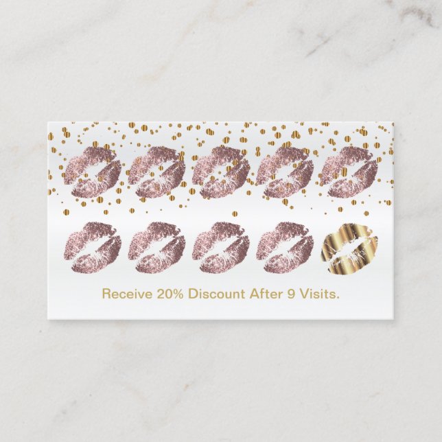 Loyalty Punch Card - Pink Rose Glitter and Gold 2 (Front)