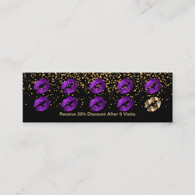 Loyalty Punch Card - Purple Glitter Lips 💋 (Front)