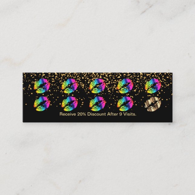 Loyalty Punch Card - Rainbow Lips and Gold 3 (Front)