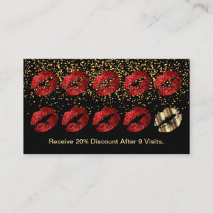Loyalty Punch Card - Red Glitter and Gold