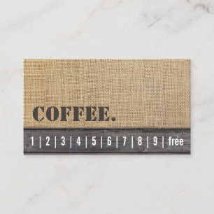 Loyalty Punch Card   Rustic Burlap & Wood Coffee
