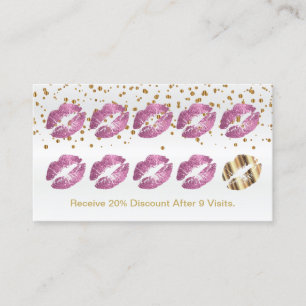 Loyalty Punch Card  So Pink Glitter on White Satin