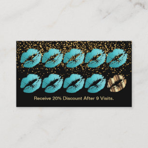 Loyalty Punch Card - Teal Blue Glitter