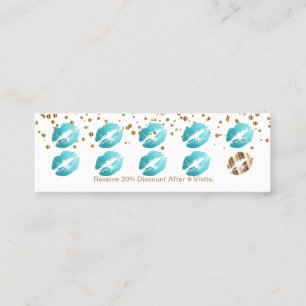Loyalty Punch Card - Teal Glitter on White