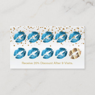 Loyalty Punch Card - Turquoise Blue Glitter  2